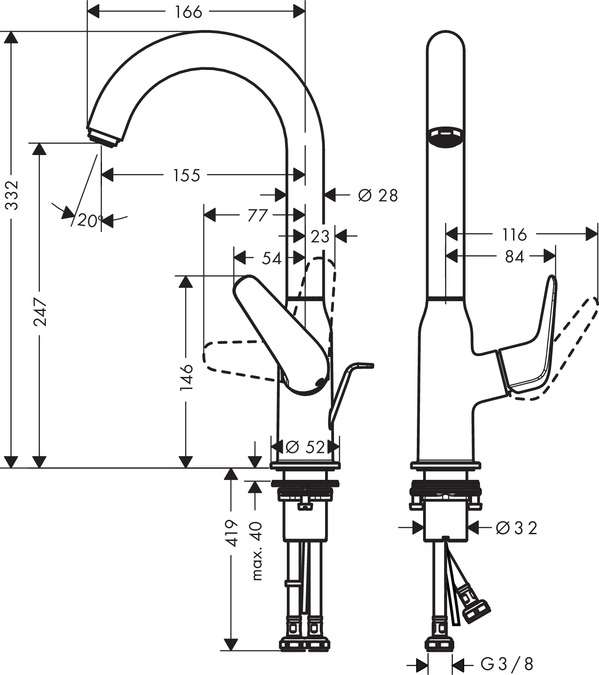 Смеситель для умывальника Hansgrohe Novus 240 (71126000)